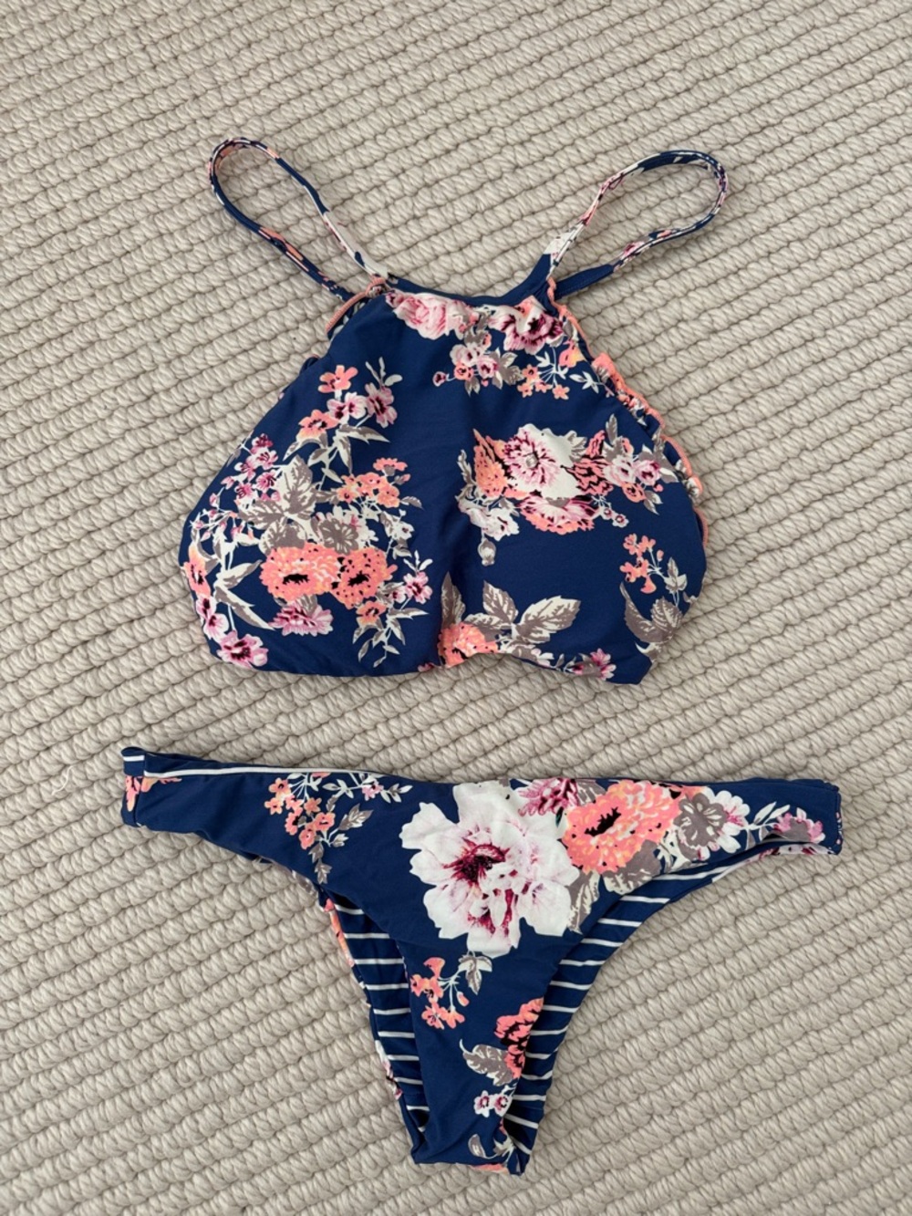 Seafolly Women’s Vintage Wildflower high neck tank and Brazilian bikini bottom